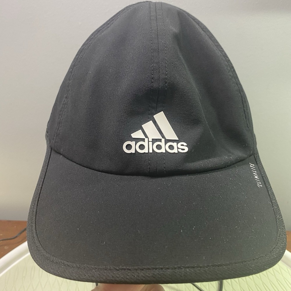 Adidas‎ Black Baseball Hat Cap White Three Stripe Logo Climacool Unisex Adult